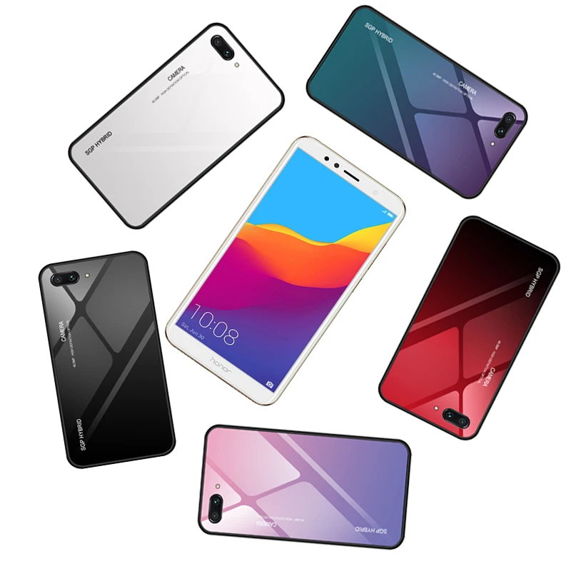 Для huawei Honor 7A Pro чехол противоударный мягкий ТПУ Край задняя крышка градиент закаленное стекло на Honor 7C Pro 8X9 10 Lite светильник X8