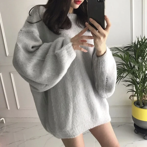 ZAWFL Sweater Women Mohair Pullovers 2020 Winter Autumn Long Sleeve Female Kintted Thick Loose Cashmere Sweaters | Женская одежда