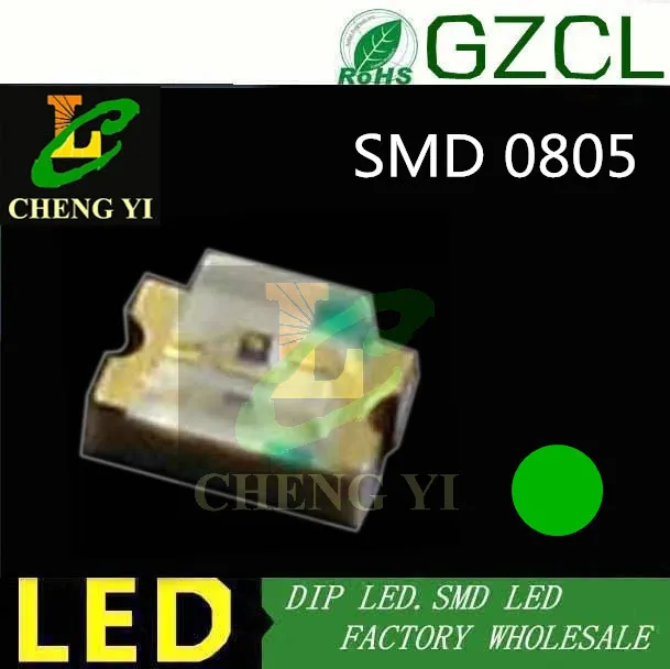 (Автоматическая вспышка smd led) 1 5 Гц один мигающий 0805 SMD чип диод нм зеленый