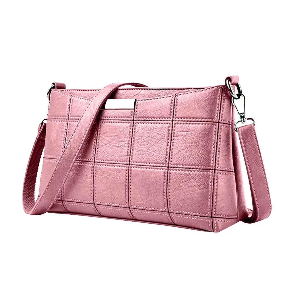 

Woman Bag Handbag Leather Plaid Messenger Shoulder Small square package carteras mujer de hombro y bolsos bags for women 2019