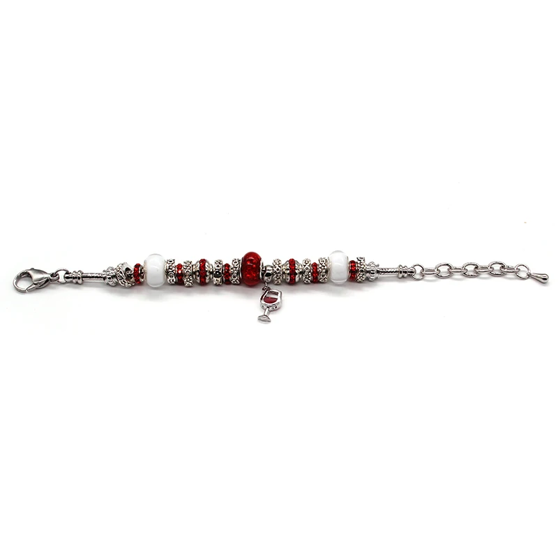 SANYU Fit Pandora браслет Красный Романтический Клевер Любовь цветок глазурь бусины