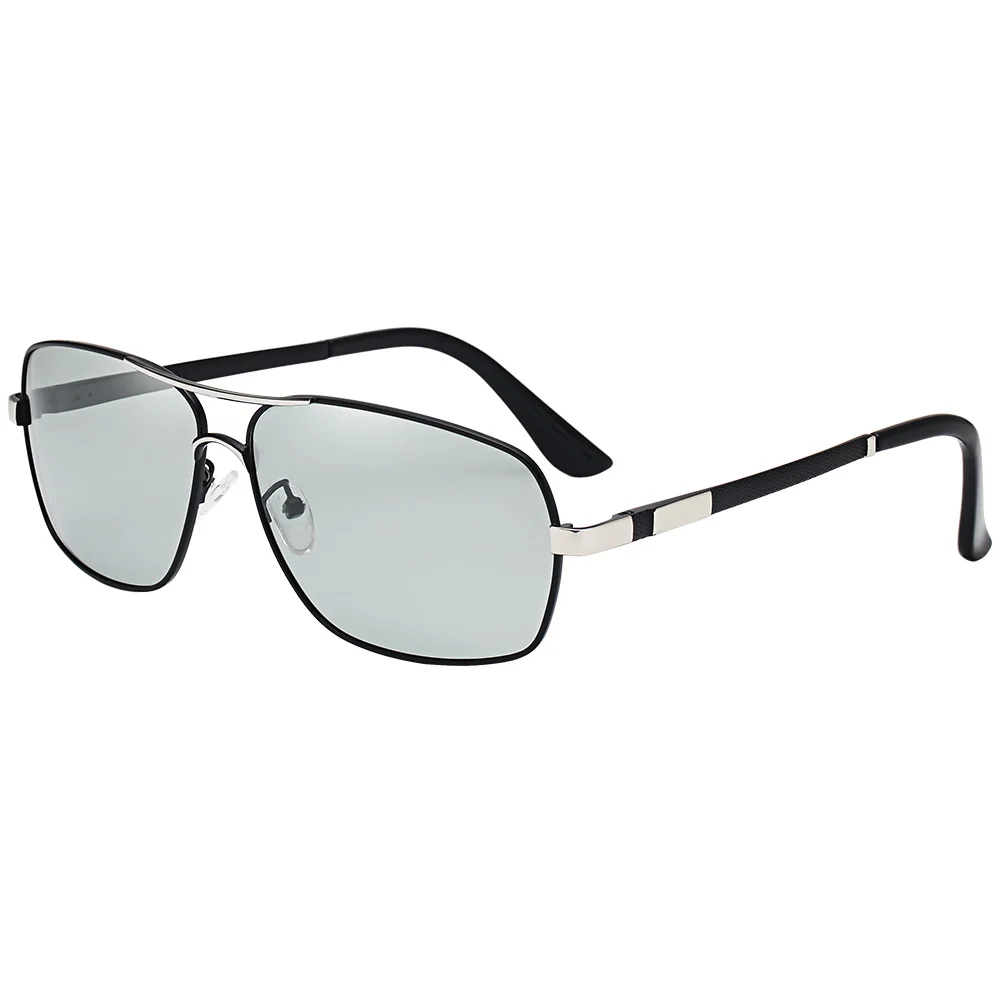Black silver Gray Raydem новые мужские Поляризованные Сменные цветные солнцезащитные очки для пилота оправа из металлического сплава для вождения, мужские фотохромные очки - Цвет линз: Black silver Gray