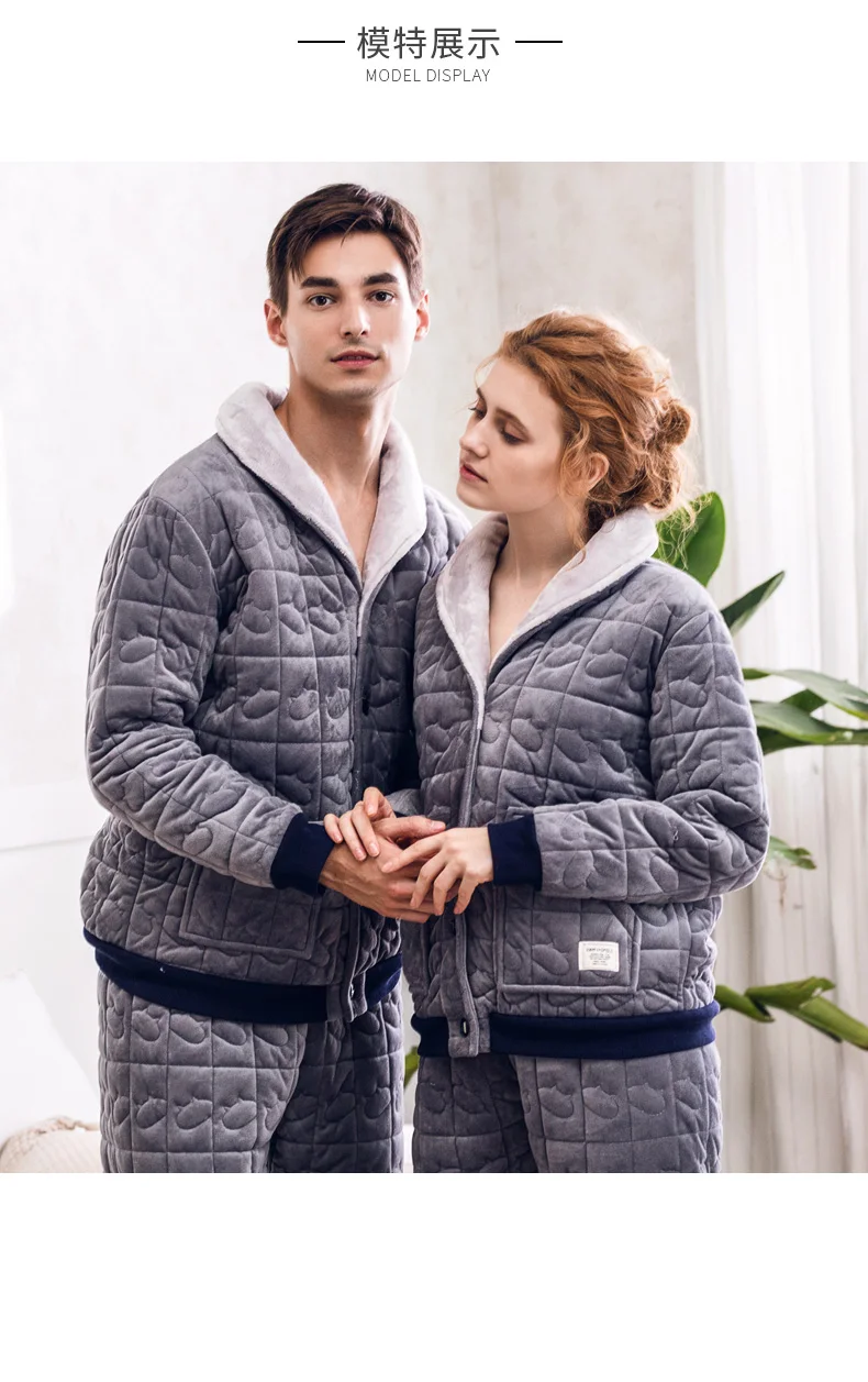 Couple Night Suits Men And Women Thick Velvet Pajamas Sets Winter Sleepwear Home Wear Warm Pajamas Couple Matching Pajamas