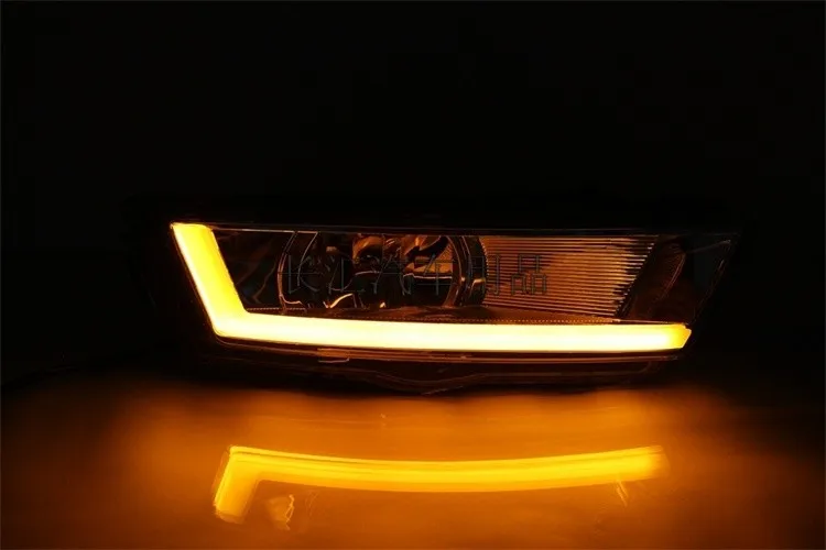 Новое поступление led drl Дневной ходовой светильник противотуманная фара с желтым поворотником для skoda rapid 2013-15, высокое качество, plug and play