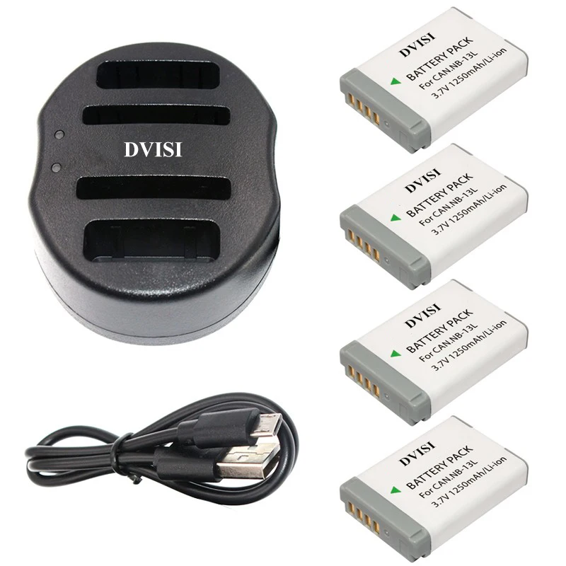 

4pcs NB-13L NB 13L NB13L Battery with USB Dual Charger for Canon PowerShot G5 X G5X G7 X G7X G9 X G9X. Digital Camera Battery