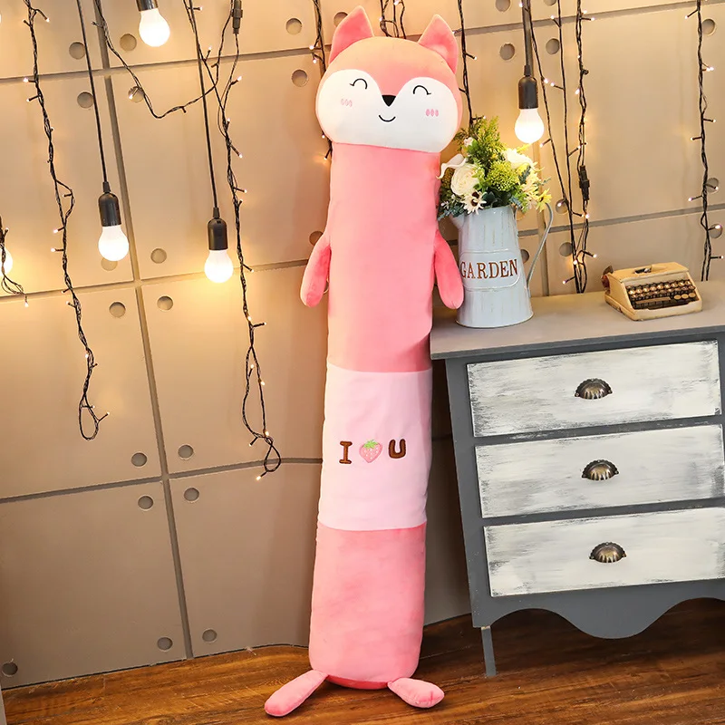 Kawaii животные цилиндрические плюшевые подушки мультфильм Длинные игрушки животных лягушка медведь коала Хаски лиса хомяк динозавр вещи спальный валик