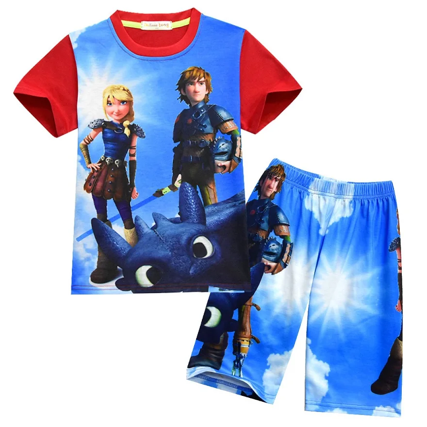 Комплекты летней одежды детская одежда для мальчиков и девочек с героями