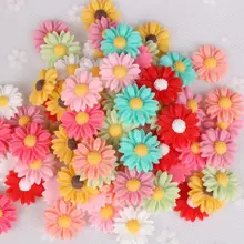50pcs Flatback 22mm Resin Sunflower Cabochon/Cameo Charm/Finding,fit Base Setting Tray,Phone Decoration Kit,DIY Accessory
