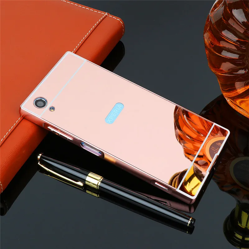Rose Gold Зеркальный чехол для sony XA1 Plus с металлической рамкой и зеркальной задней крышкой, Жесткий Чехол для sony Xperia XA1 Plus XA1Plus G3412 - Цвет: Rose Gold