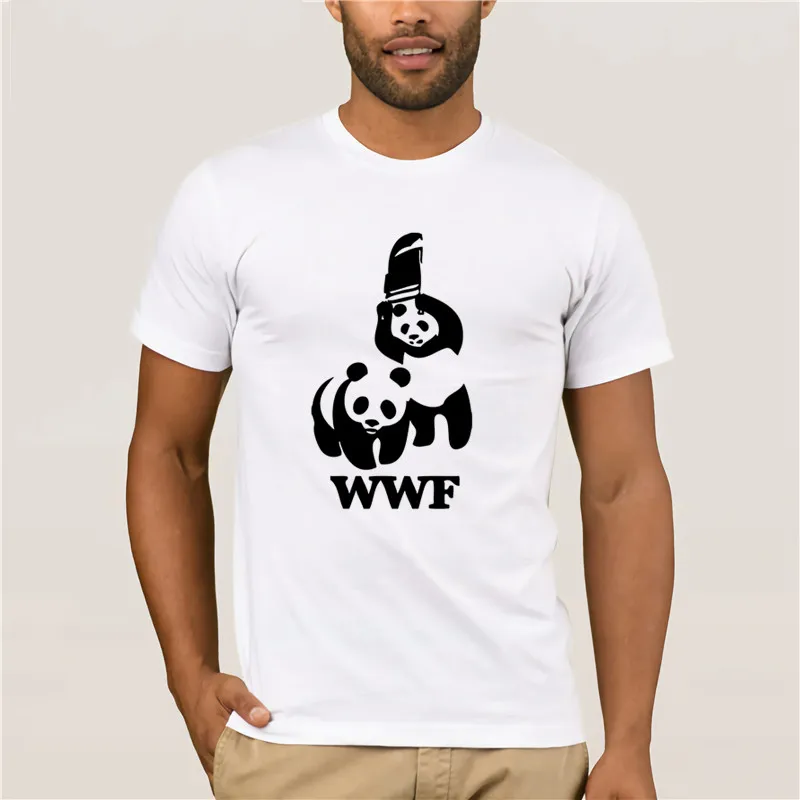Борьба WWF панда футболки с короткими рукавами и Camiseta футболка для мужчин Летняя