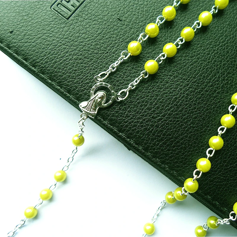 Хорошее качество серебряное покрытие Иисус христианский крест ожерелье зеленый