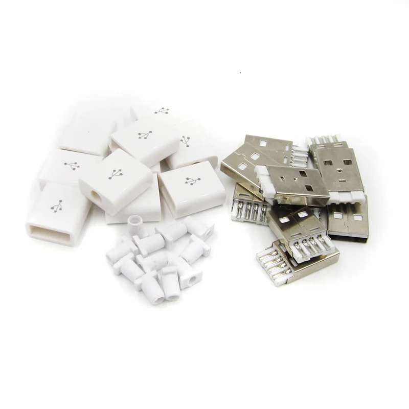 10 шт. Мужской USB разъем комплект 5 P 2 0 типа А DIY компоненты белый