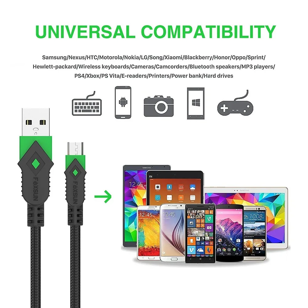 Micro USB кабель Android нейлоновый плетеный шнур для быстрой зарядки Samsung Galaxy S7 Edge S6 Kindle