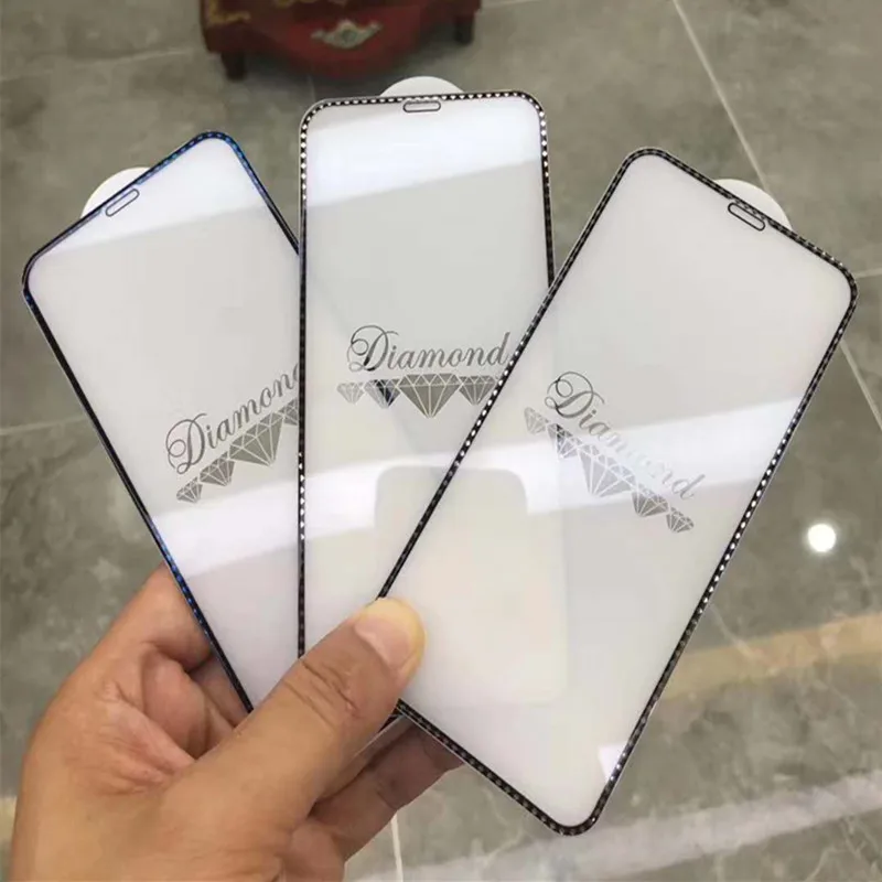 Алмазный протектор экрана стекло для iphone Xs Max Xr покрытие Полное покрытие экрана защитное закаленное стекло на iphone X Xs