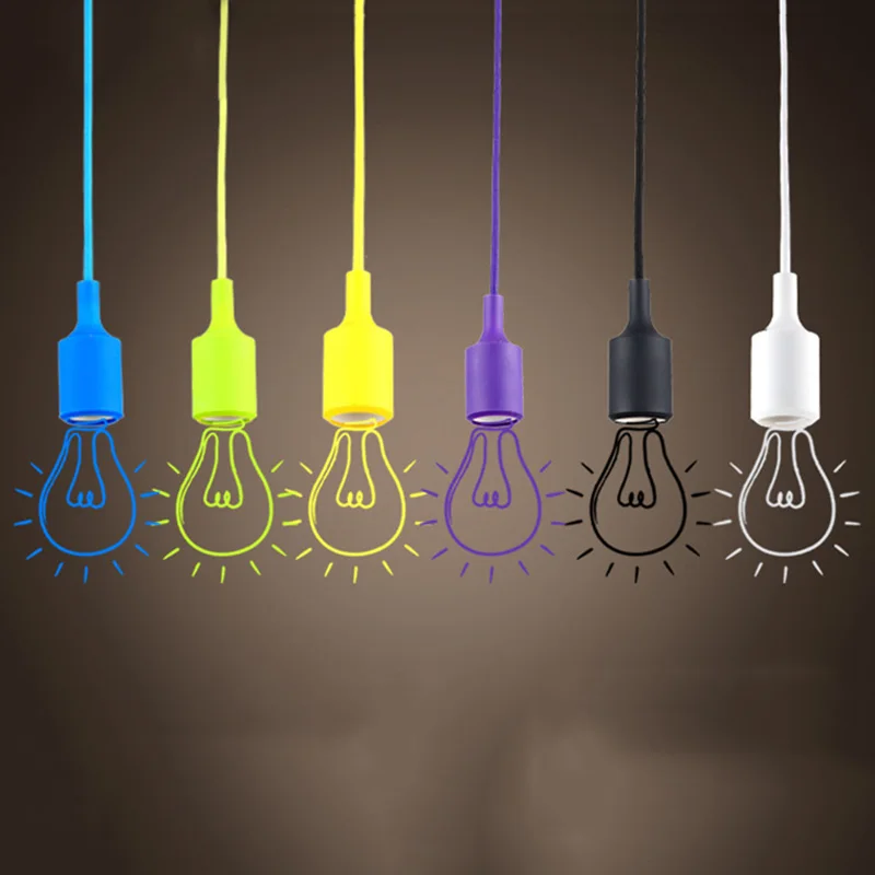 E27 Chandelier Simple Living Room Bedroom Cafe Decoration Chandelier base e27 lamp holder Pendant lamp Ceiling color lamp holder