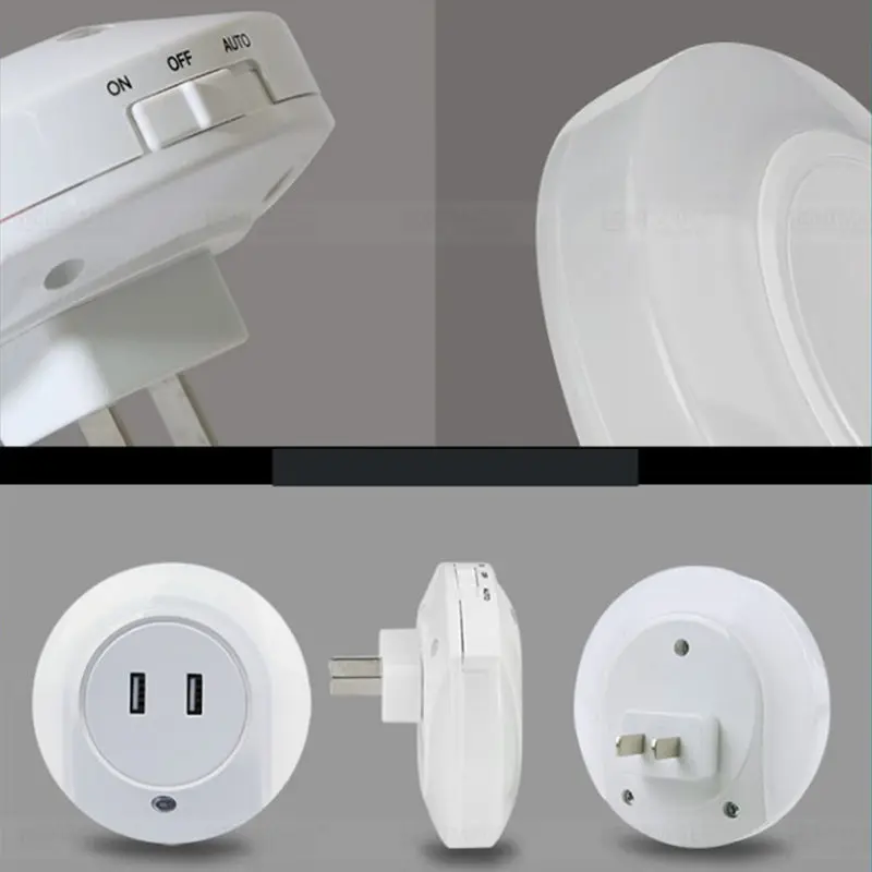 woodpow led night light sensor 2 usb charging socket mobile phone charger eu us plug 0 5w night lamp with switch for childrens free global shipping