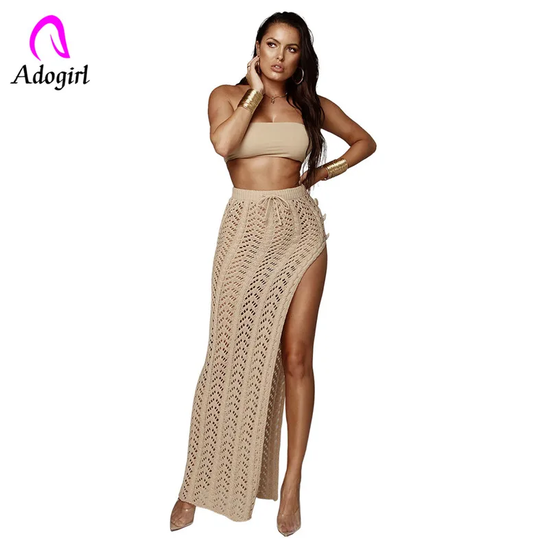 Женский пляжный костюм Adogirl однотонный облегающий комплект из двух предметов с
