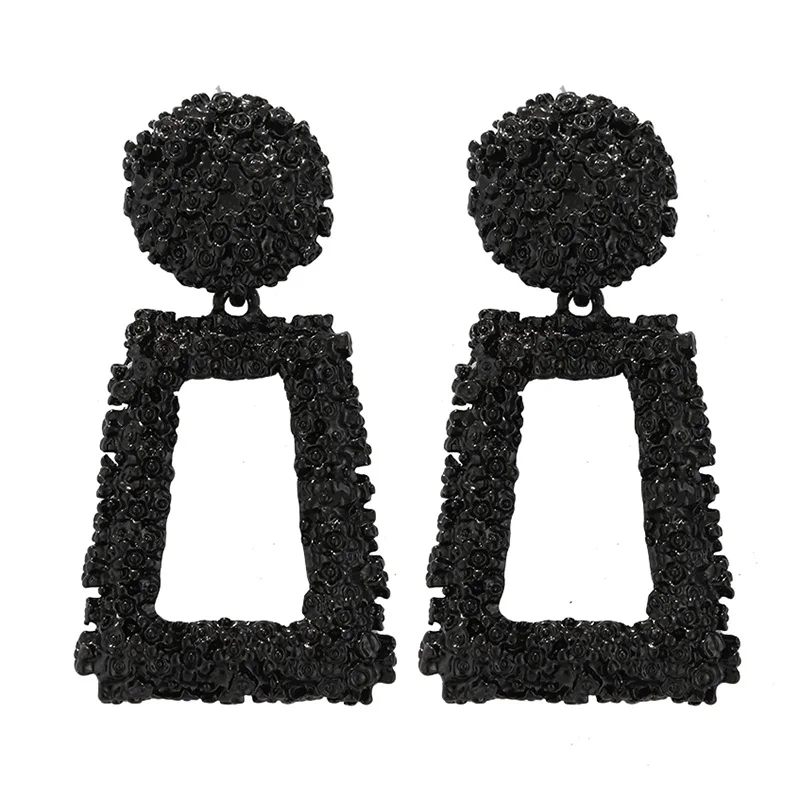 Black AENSOA, большие Винтажные серьги для женщин, модные геометрические металлические серьги, Висячие золотые серебряные трендовые имитация, массивные ювелирные изделия ZA - Окраска металла: Black
