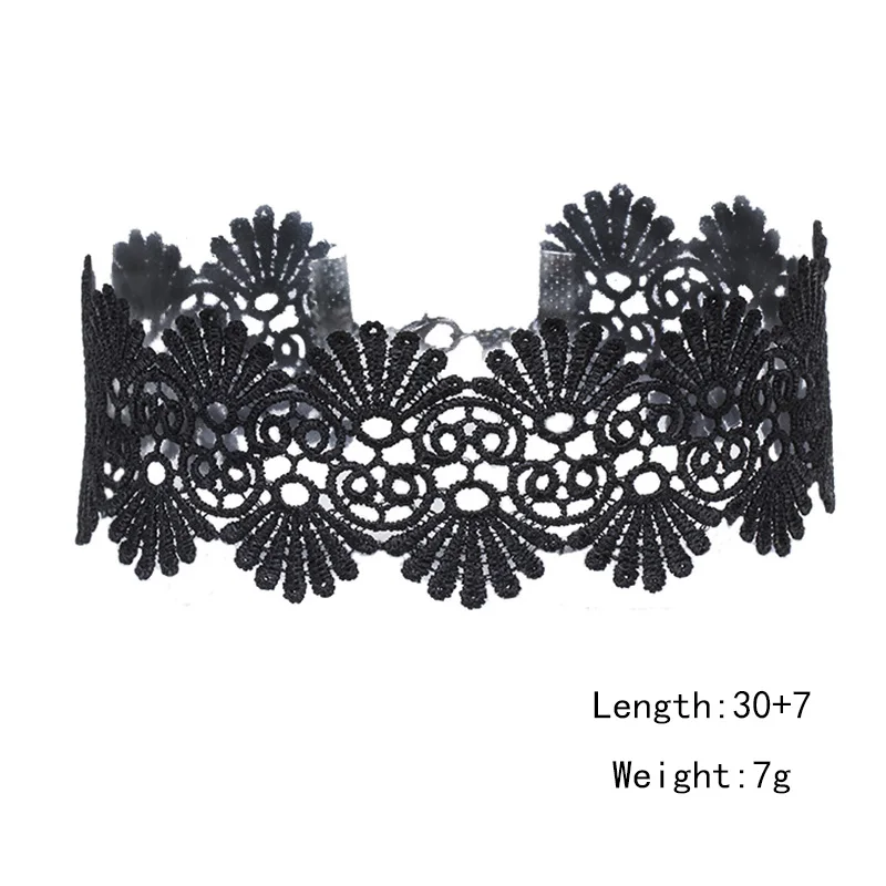 Модное ювелирное ожерелье в богемном стиле женское черное кружевное широкое
