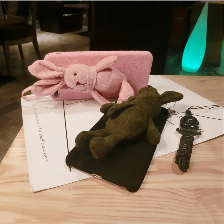 Linwei Симпатичный плюшевый кролик кукла мобильный телефон оболочки для iPhone 6 P 7 8 x