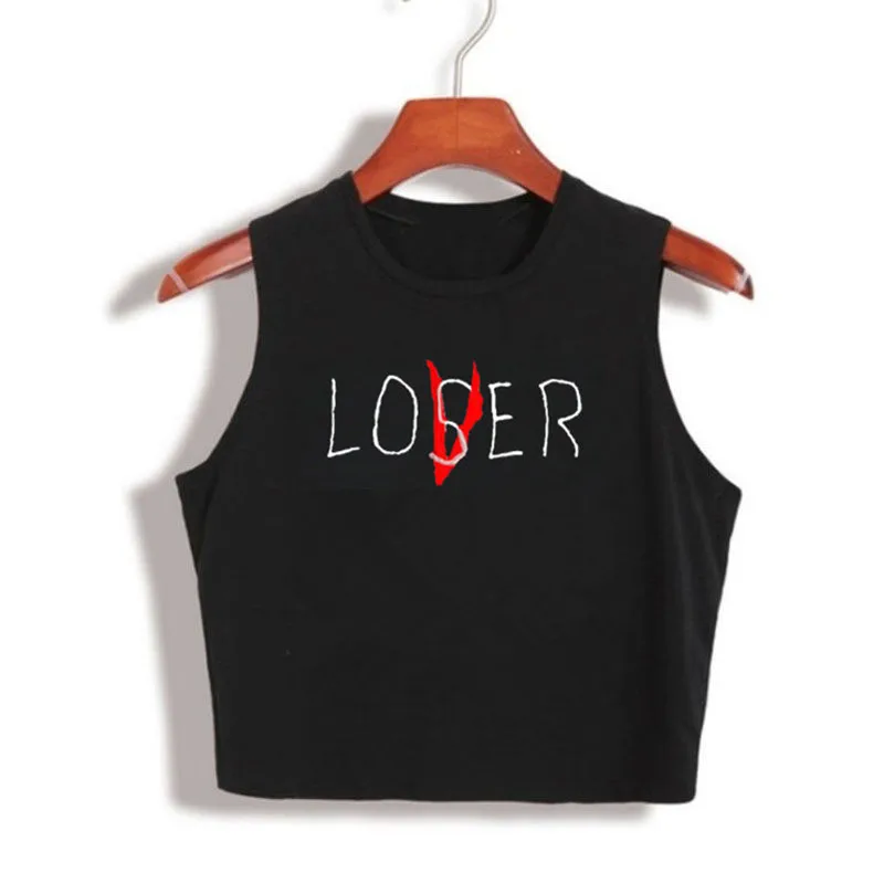 Лето 2018 г. пикантные хип хоп Уличная жилет безрукавки для женщин loser или lover печати