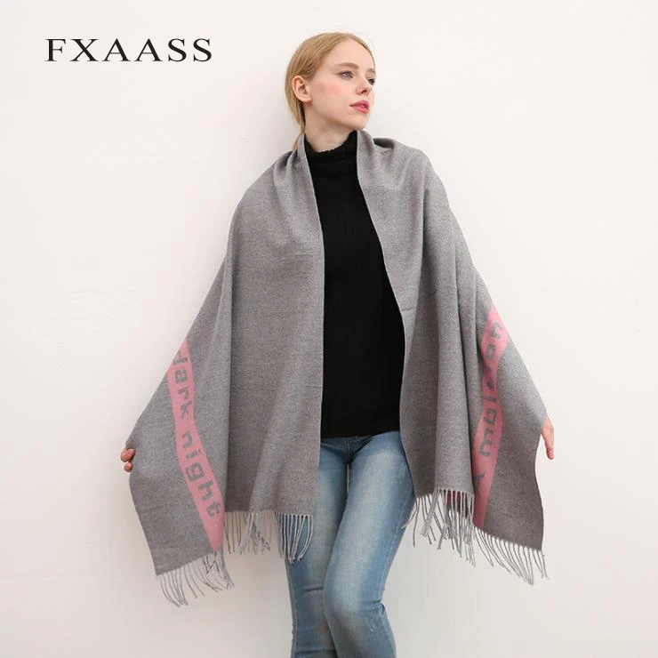 FXAASS новый осенне-зимний шарф шаль модная Пашмина женский большой с буквенным