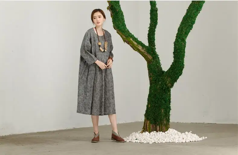 Ethnic Style Mori Girl Vintage Dress Women's Floral Medium Long Casual Shirt Robe Tunique Femme Hippie Boho Female Dresses | Женская