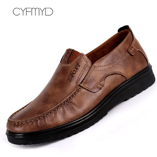 Light Brown Мужская кожаная обувь; классические коричневые Лоферы размера плюс 42-48; хорошая обувь без шнуровки; обувь для вождения; Tenis Hombre - Цвет: Light Brown