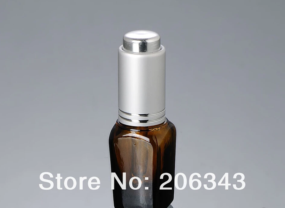 15 мл коричневая стеклянная бутылка с серебристым прессовым насосом для