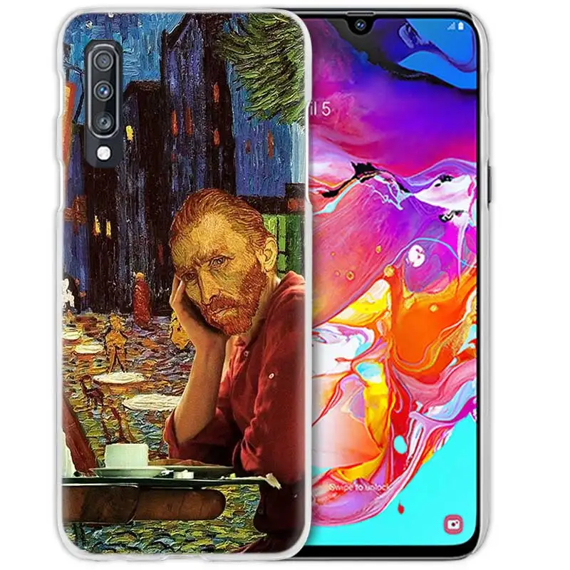 Ван Гог небо чехол для samsung Galaxy A50 A70 A80 A20e A60 A40 A30 A20 A10 A8 A6 плюс A9 A7 жесткий поликарбонатный люксовый чехол для телефона с бумажником и крышка