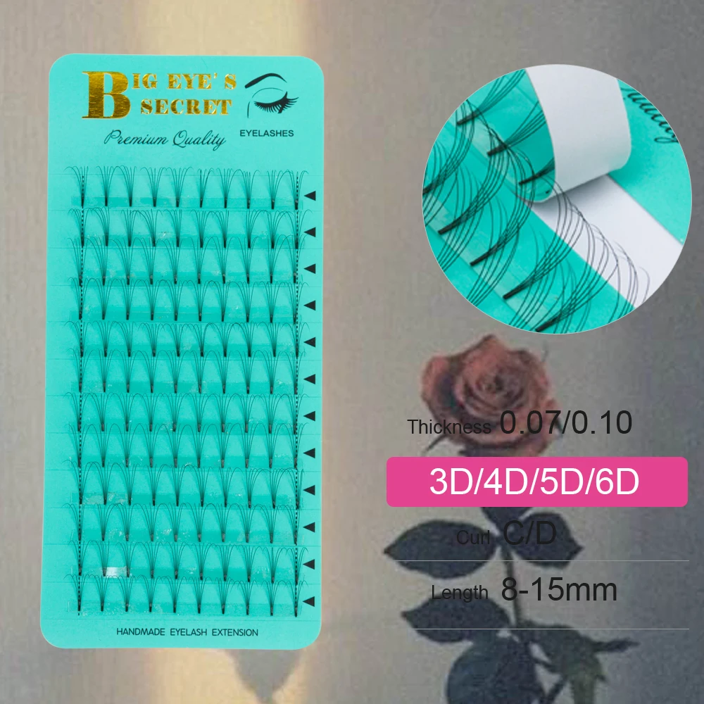 

Big eye's secret 3D 4D 5D 6D Lashes Russian Volume Eyelash 60 Bunches Premade Volume Fans Natural Short Stem Cluster Lashes
