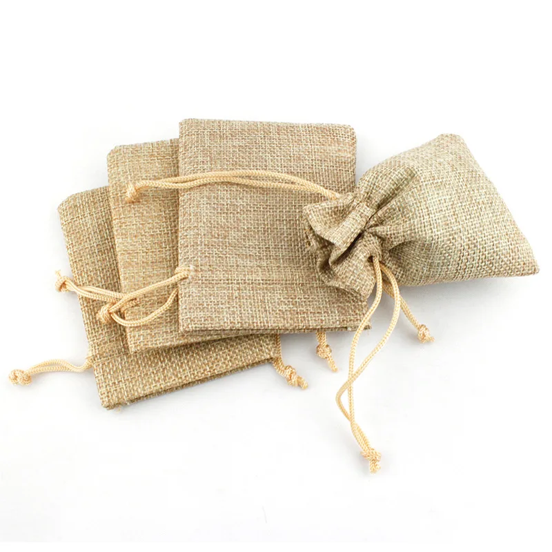 khaki 10 шт./лот, хлопковые льняные сумки на шнурке, 8x10 см, декоративные рождественские/свадебные подарочные мешочки из органзы, сумки для хранения ювелирных изделий - Цвет: khaki