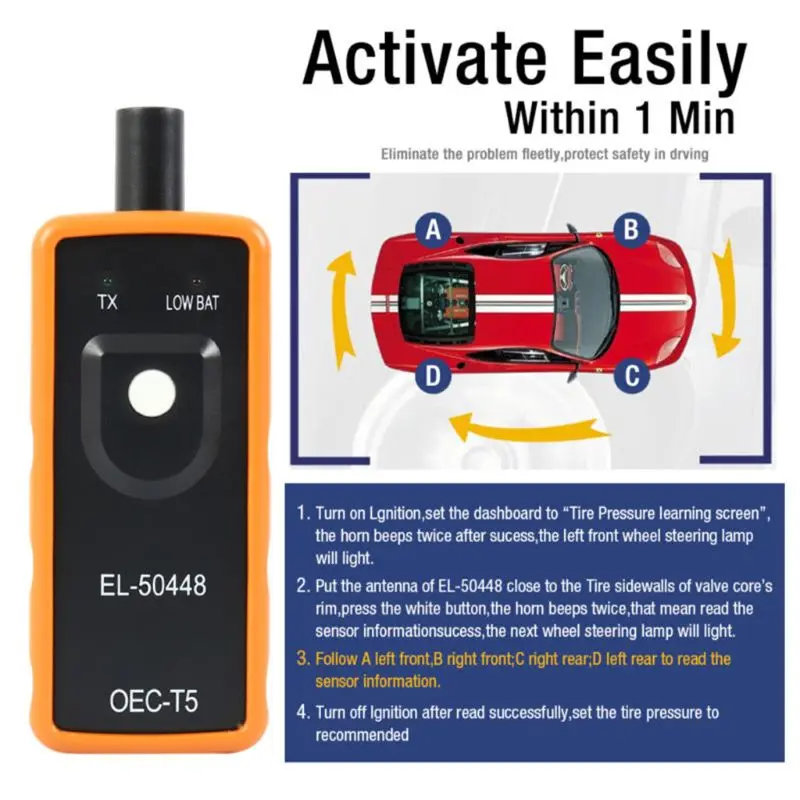EL-50448 датчик давления в шинах TPMS Reset Monitor Relearn активация инструмент OEC-T5 для
