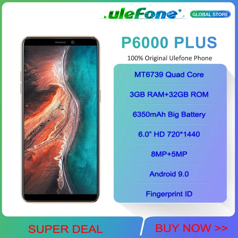 Чехол-накладка Ulefone P6000 плюс 6 0 дюйма HD 18:9 + смартфон 6350 мА/ч MT6739 Ouad четыре ядра 3 Гб