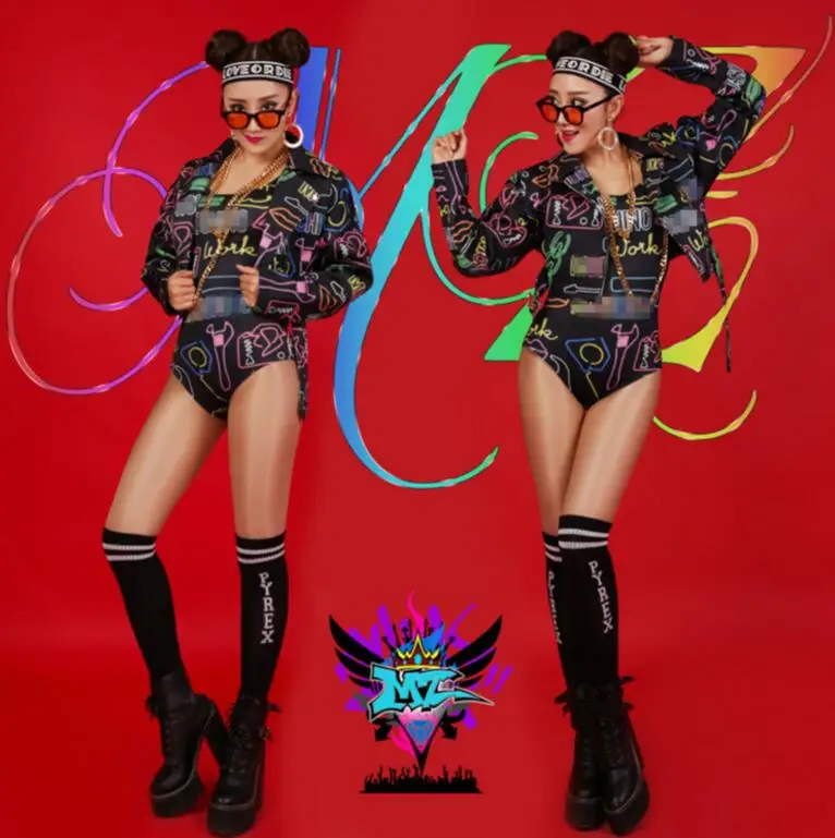 2021 новые костюмы Женский Dj куртка певца 2ne1 в европейском и американском стиле