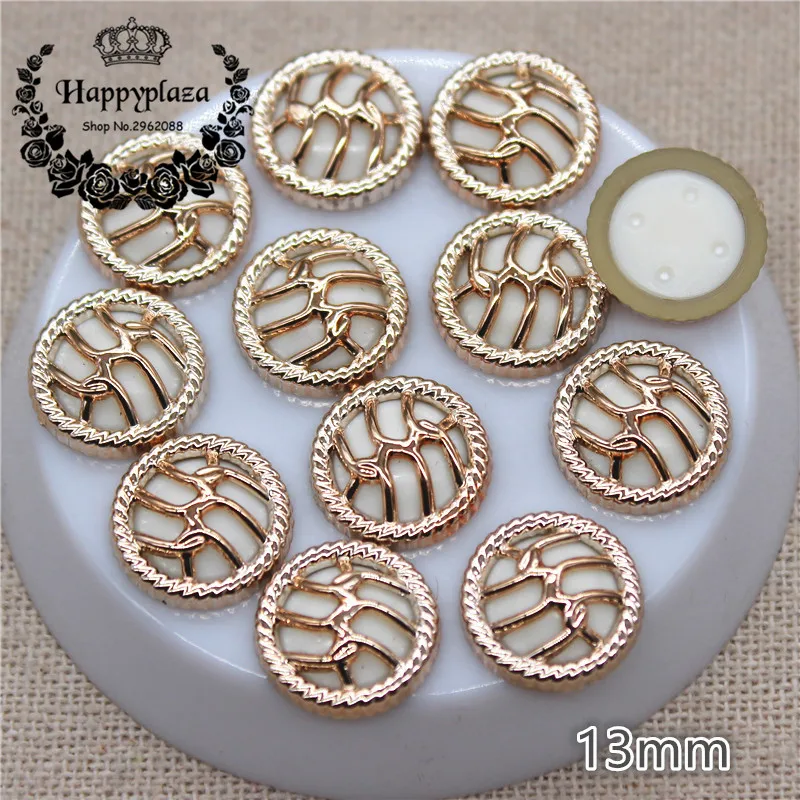 50 шт. 13 мм золотистая пустая пластиковая белая круглая бусина внутри кнопки с