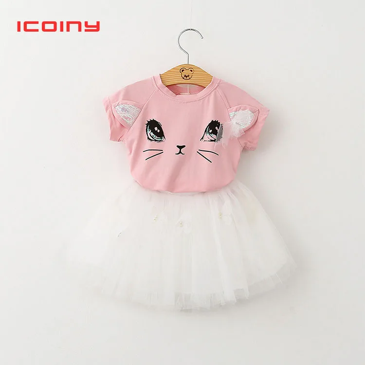 Летний милый комплект из двух предметов Футболка с принтом бабочки и юбка для