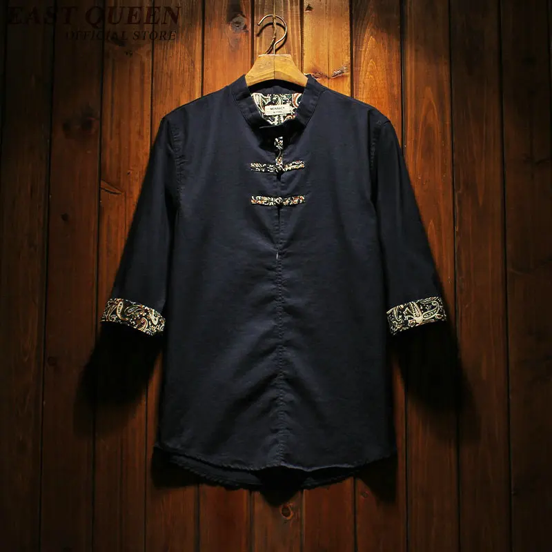 Льняные рубашки мужская одежда 2018 Мужская льняная рубашка традиционная