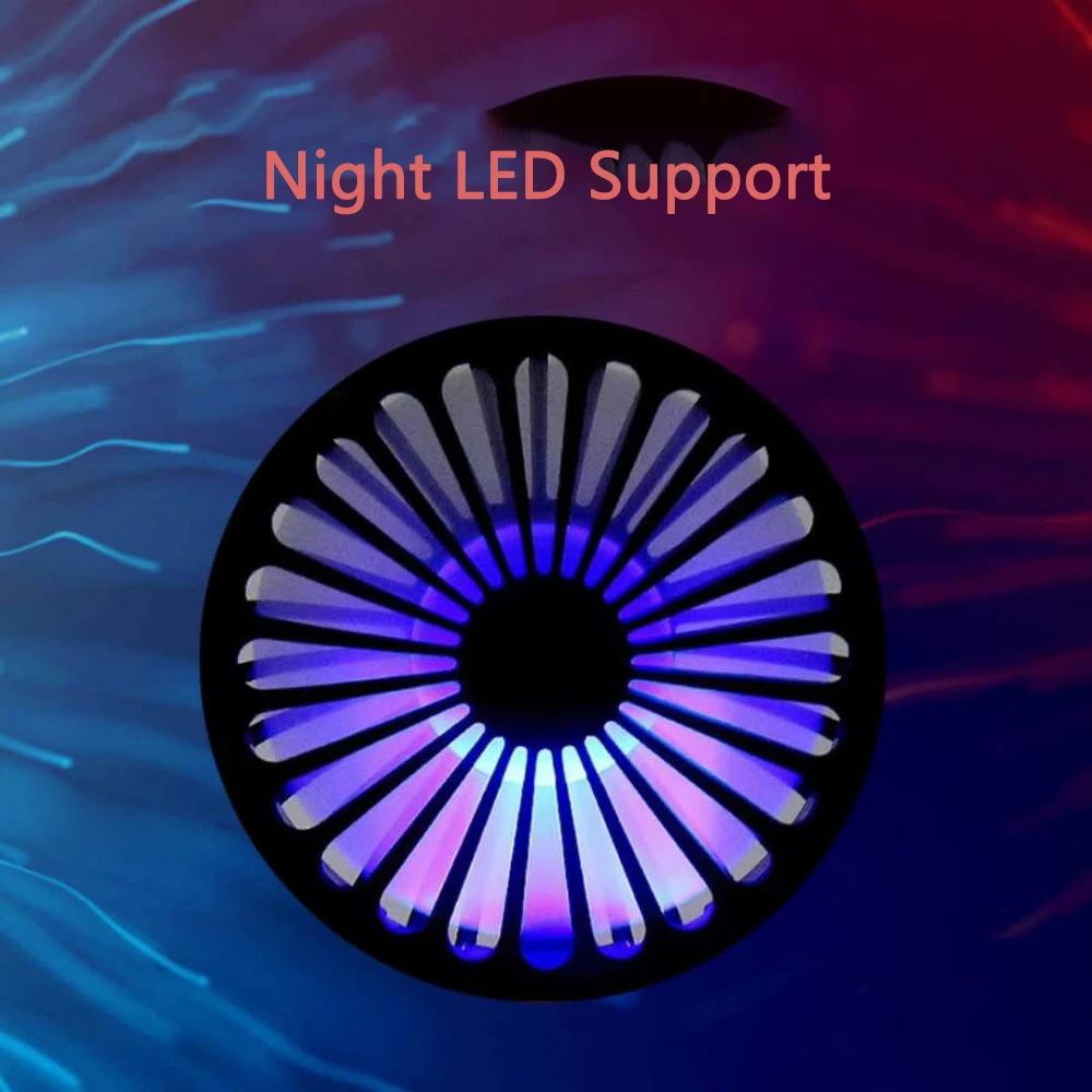 Мини вентилятор USB портативный ручной со светодиодным ночным освещением