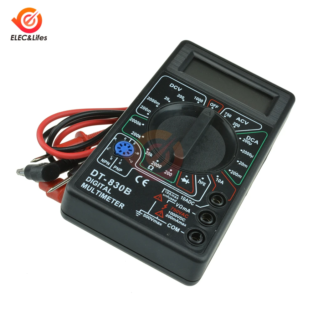 DT830B AC/DC Напряжение ЖК дисплей Цифровой мультиметр 750/1000V Вольтметр Амперметр Ом