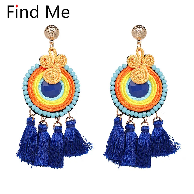 Женские винтажные серьги подвески Find Me длинные с кисточками в стиле бохо