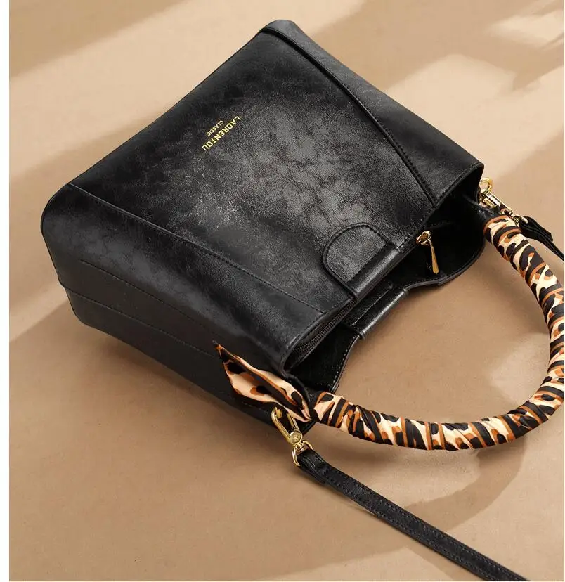 LAORENTOU high quality fashion luxury brand new leather handbags fashion wild portable bucket bag ladies shoulder Messenger