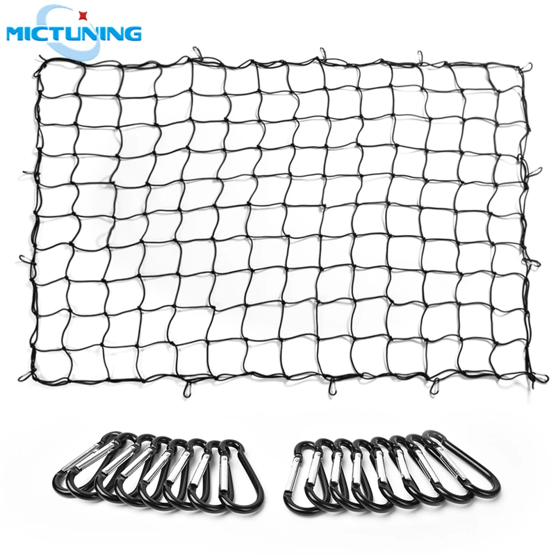 MICTUNING 7 ''x 5'' сверхмощный банджи карго эластичная сетка стрейч до 14 ''x 10'' грузовик кровать багажная сетка w/Бесплатные карабины сумка для хранения