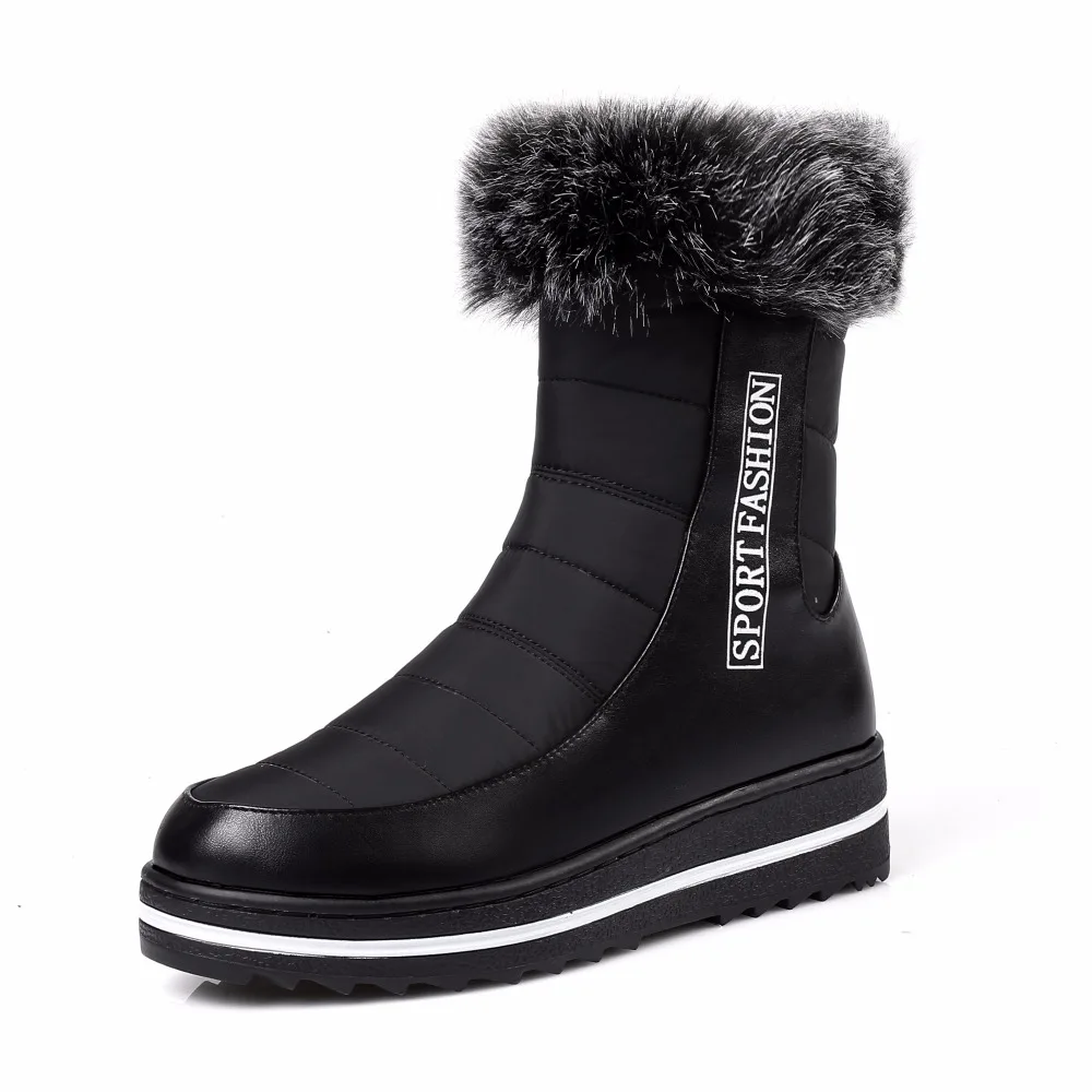 Модные теплые черные Подпушка Водонепроницаемые зимние сапоги женская обувь на