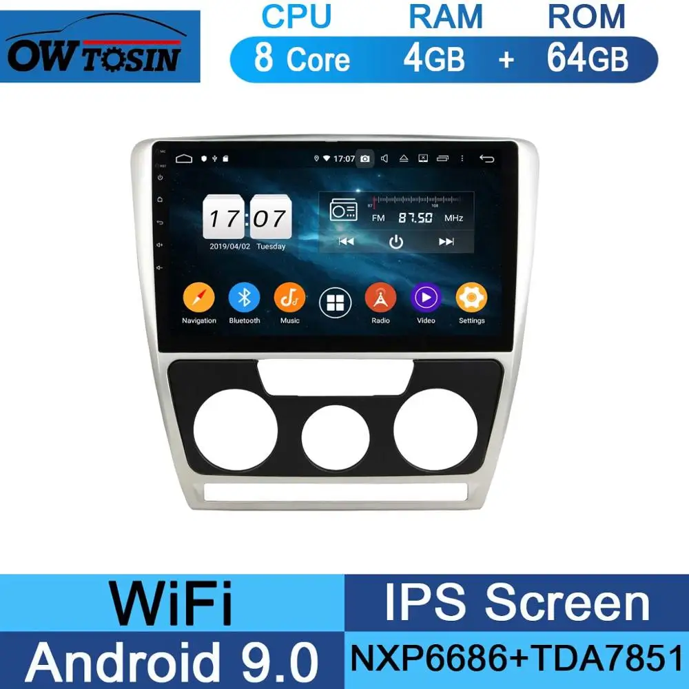 64G 10," ips 8 ядерный 4G+ 64G Android 9,0 автомобильный dvd-плеер для Skoda Octavia A5 2007 2008 2009 2010 2012 2013 gps Радио стерео DSP - Цвет: 64G