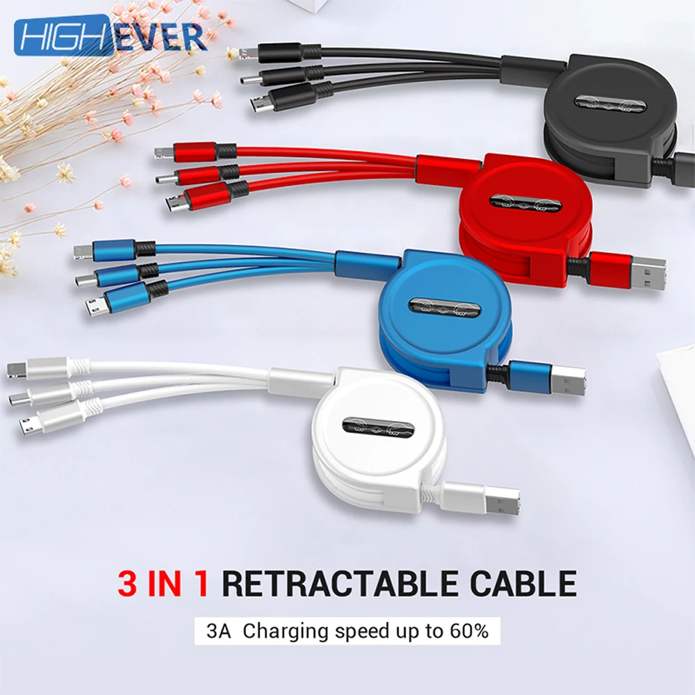 Highever 3 в 1 Выдвижной светодиодный модуль панели управления USB TYPE C 8Pin для Xiaomi samsung
