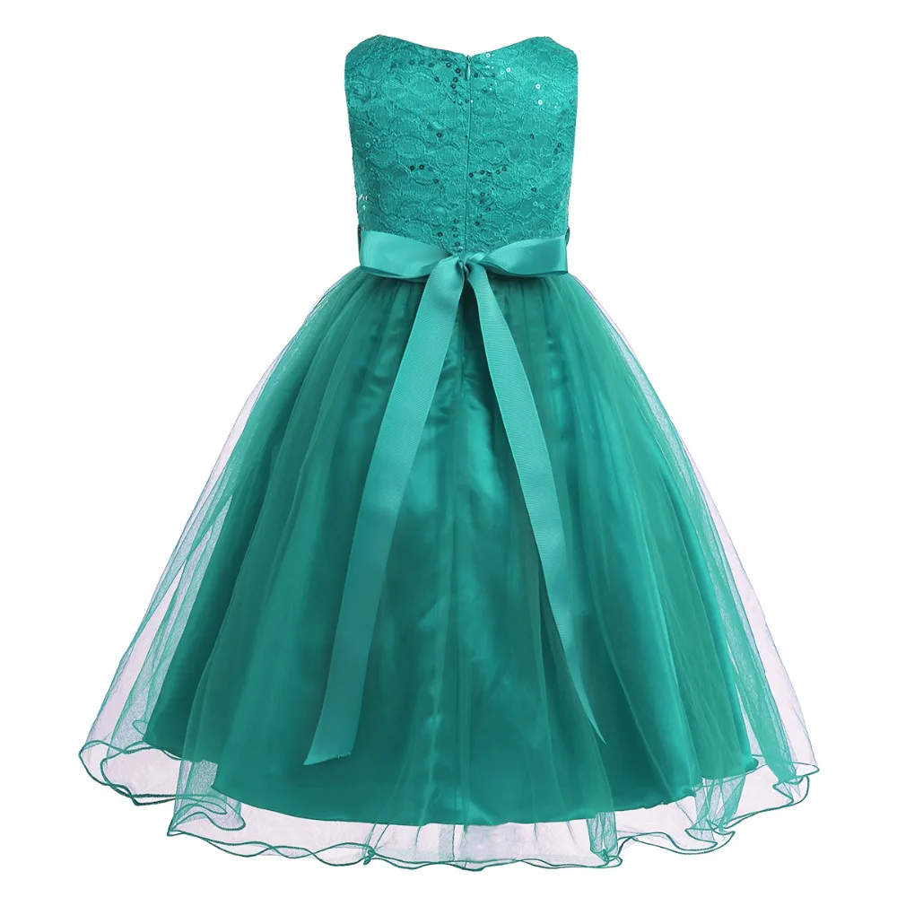 Iiniim/платье принцессы для девочек-подростков; vestidos; свадебное кружевное бальное платье в сеточку; элегантное торжественное детское платье-пачка для дня рождения