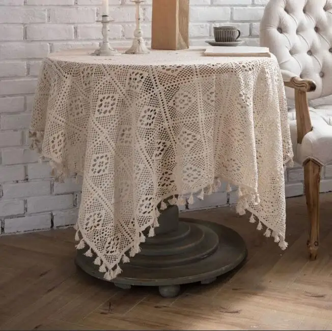 Вязаное кружевное полотенце из 100% хлопка потертая шикарная винтажная Вязаная