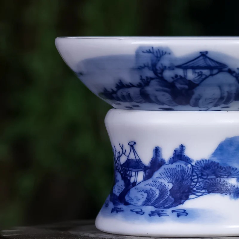 Сине-белый фарфоровый Ландшафтный Чайный фильтр Boutique Jingdezhen китайский семейный