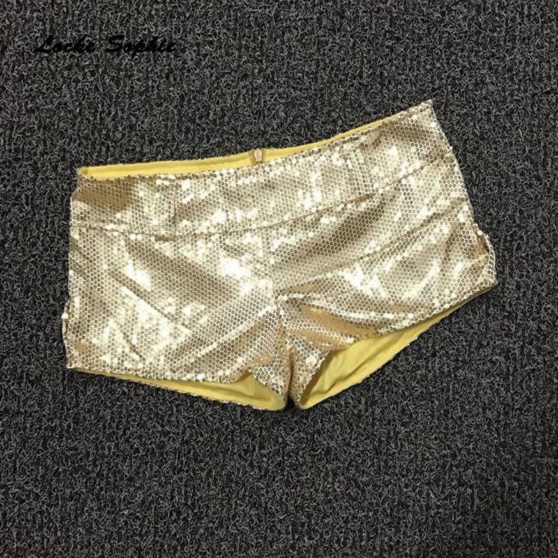 1pcs Low waist Sexy Women's shorts 2021 Summer cotton Sequins Splicing zipper Dance shorts Ladies Skinny super DJ short pants